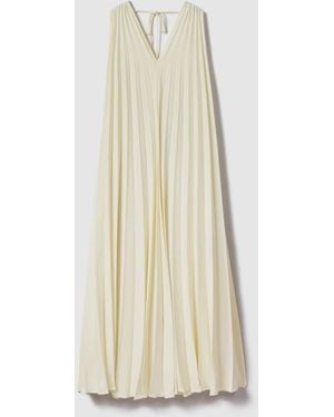 Reiss Loreli Pleated Cape Sleeve Midi Dress - White