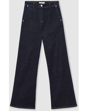 Reiss Dark Addie Cotton-Lyocell Wide-Leg Jeans - Blue