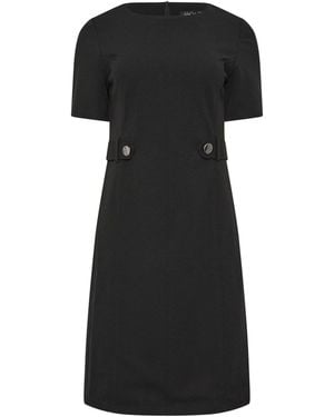 M Com Button Detail Tailored Shift Dress - Black