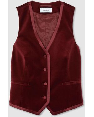 Reiss Velvet Satin-Trim Tailored Waistcoat
