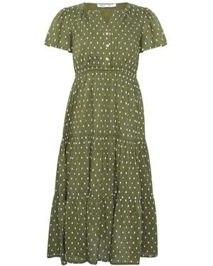 M Com Petite Short Sleeve Dobby Dress - Green