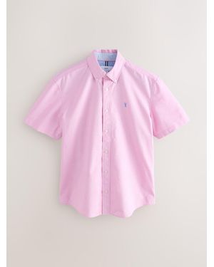 Next Regular Fit Short Sleeve Oxford Shirt - Pink