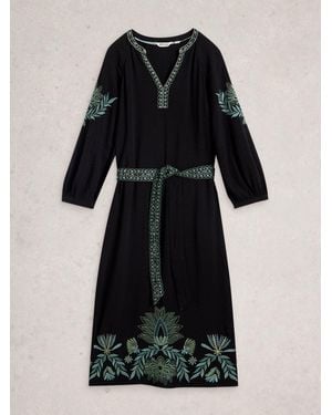 White Stuff Evie Embroidered Dress - Black