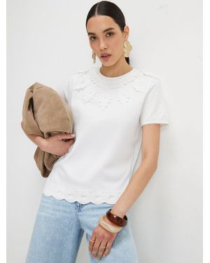 River Island Short Sleeve Embroidered T-Shirt - White