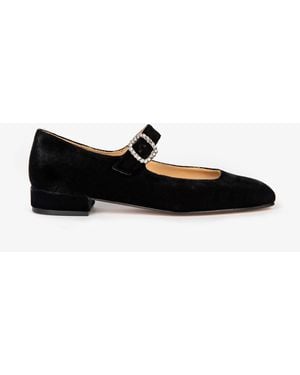 Penelope Chilvers Low Mary Jane Diamante Velvet Shoes - White