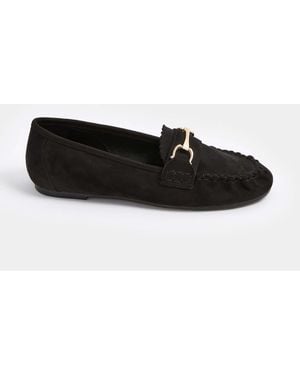 Yours Curve Extra-Wide Fit Faux Suede Loafers - Black