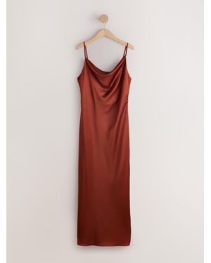 Next Satin Cowl Neck Wedding Guest Bridesmaid Maxi Dress - Red