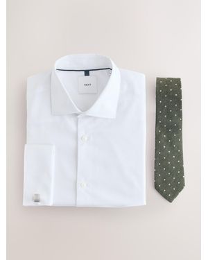 Next Regular Fit Shirt, Tie And Cufflink Occasion Set - White