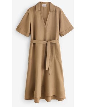 Marella Short Sleeve Linen Dress - Natural