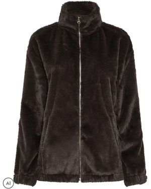 Long Tall Sally Faux Fur Zip Jacket - Black