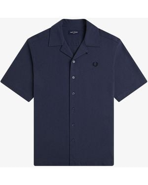 Fred Perry Mesh Revere Collar Shirt - Blue