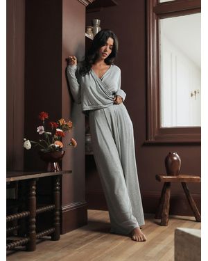 Ted Baker Pleated Lounge Knit Wide Leg Trousers - Brown