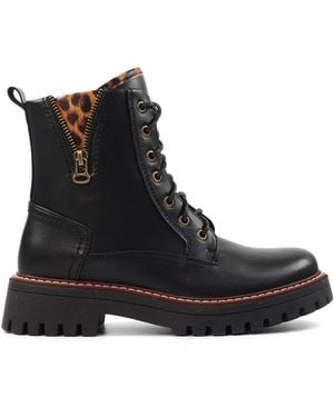 Lunar Colorado Chunky Lace Up Fashion Boots - Black