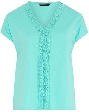 Evans Crochet Trim Top - Blue