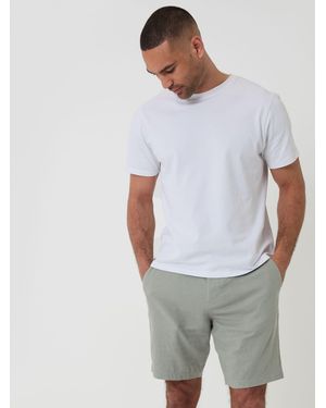 Threadbare Linen Blend Shorts With Belt - White