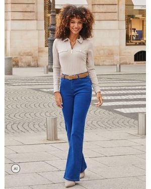 Sosandar Kick Flare Jeans - Blue