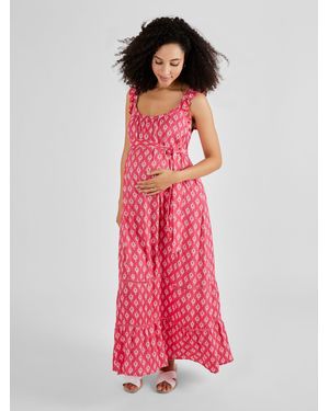Jojo Maman Bébé Maxikleid Mit Flatterärmeln, Umstandsmode - Rot