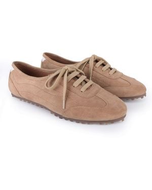 OFF THE HOOK Luna Suede Casual Lace-Up Trainers - Brown