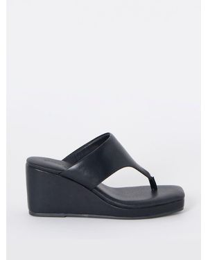 Simply Be Wide Fit Wedged Toe Post Heel Sandals - Black