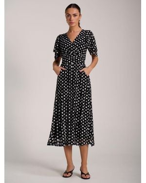 Jolie Moi Angel Sleeve Print Lace Maxi Dress - Black