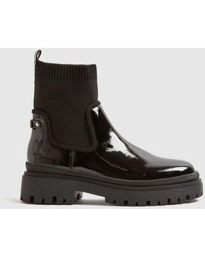River Island Knit Chunky Ankle Boots - Black
