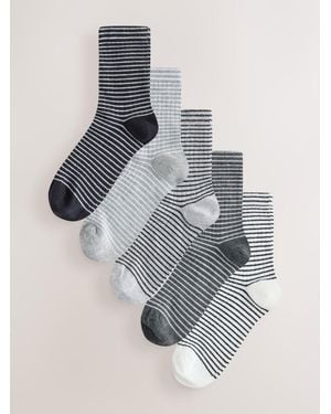 Next Sparkle Stripe Ankle Socks 5 Pack - Gray