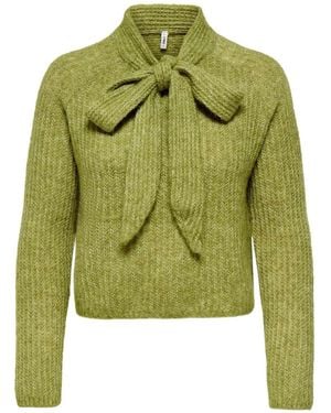 ONLY Bow Detail High Neck Pullover Sweater - Green