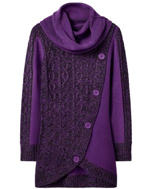 Joe Browns Curiously Cosy Cowl Neck Longline Jumper - Purple