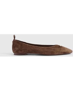 River Island Suede Pointed Toe Ballet Shoes - White