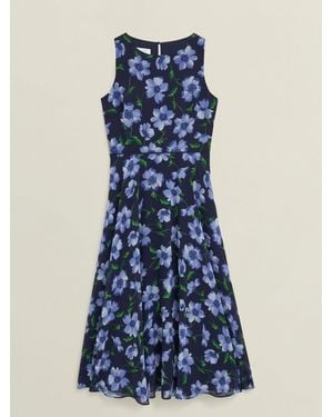 Hobbs Midnight Multi Carly Floral Printed Midi Dress - Blue