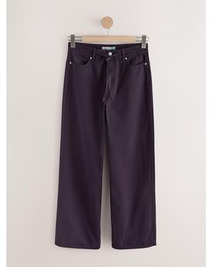 Next Burgundy Wide Leg Drawstring Jeans - Purple