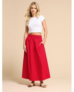 PixieGirl Petite Poplin Shirred Midi Skirt