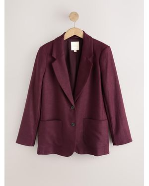 Next Linen Rich Single Breasted Blazer - Purple
