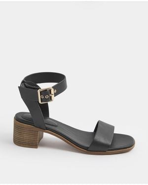 Yours Curve Yours Curve Wide Fit Faux Leather Block Heel Sandals - Black