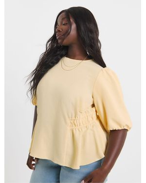 Simply Be Simply Be Puff Sleeve Peplum Blouse - Natural