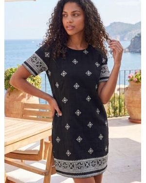 Roman Petite Border Tunic Dress - Blue