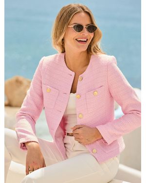 Sosandar Boucle Jacket With Embellished Buttons - Pink