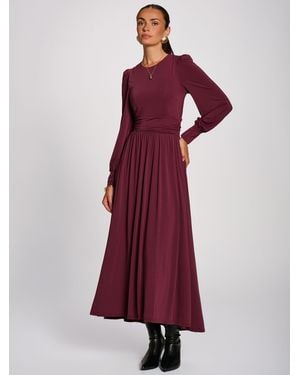 Jolie Moi Long Sleeve Sheen Jersey Maxi Dress - Purple