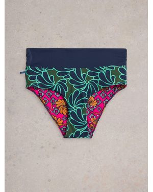 White Stuff Reversible Fold Down Bikini Bottoms - Blue