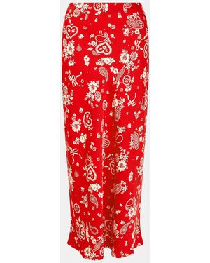 Accessorize Heart Paisley Satin Slip Skirt - Red