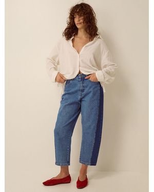 Monsoon Natalie Contrast Barrel Jeans - Blue