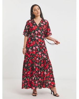 Simply Be Wrap Midi Dress - Red