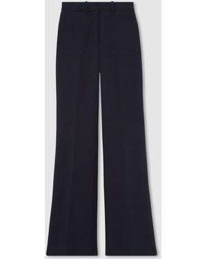 Reiss Twill Patch-Pocket Flared Pants - Blue