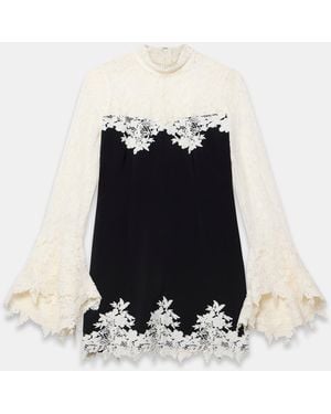 Mint Velvet Contrast Lace Mini Dress - Black