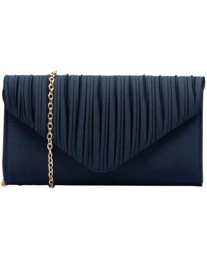 Ravel Satin Pleated Clutch Bag - Blue