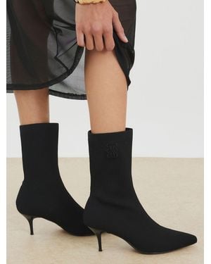 River Island Knitted Embroidered Sock Boots - Black