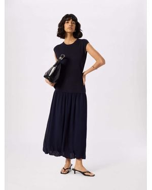 Whistles Knitted 2In1 Bubble Hem Dress - Blue