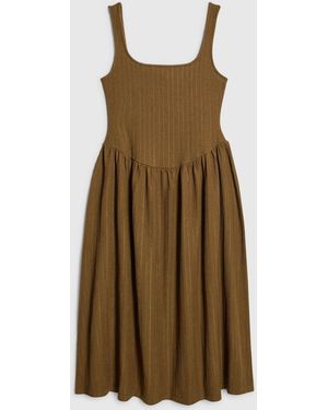 River Island Petite Square Neck Texture Midi Dress - Natural