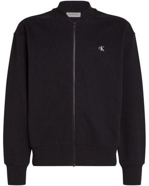 Calvin Klein Calvin Klein Heavyweight 100% Cotton Embroidered Bomber Jacket - Blue