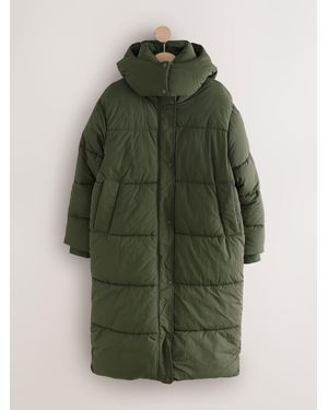 Next Shower Resistant Longline Padded Coat - Green